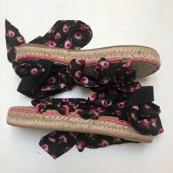 Prada Rose-Print Wraparound Platform Espadrille Sandals EU 37 - Picture 7 of 9